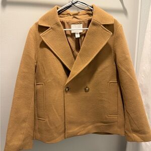 H&M Double-Breasted Peacoat in Camel